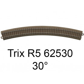 Rail courbe voie C rayon R5 30 degrés HO - Trix 62530
