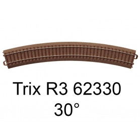 Rail courbe voie C rayon R3 30 degrés HO - Trix 62330