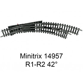 Aiguillage courbe à droite R1-R2 42 degrés Minitrix - Trix 14957