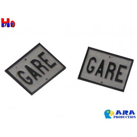 2 plaques de signalisation gare - échelle HO - Ara Production