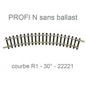 Rail courbe R1 194,6mm 30° - Profi sans ballast - N 1/160 - FLEISCHMANN 22221