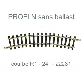 Rail courbe R1 194,6mm 24° - Profi sans ballast - N 1/160 - FLEISCHMANN 22231