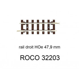 Rail droit 47,9 mm voie étroite HOe - ROCO 32203