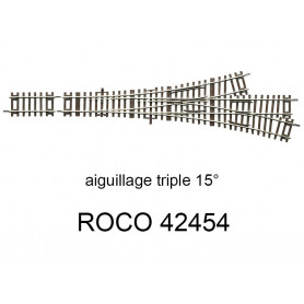 Aiguillage triple 287.5mm 15 degrés - ROCO 42454