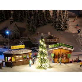 2x stands de marché de Noël avec sapin illuminés - HO 1/87 - FALLER 134002