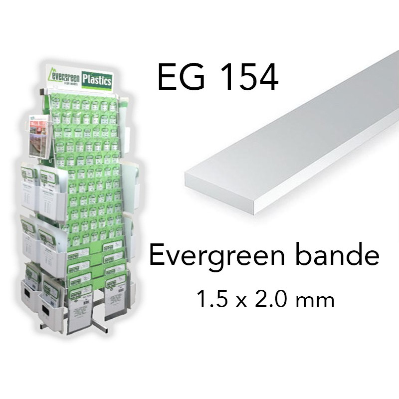 Evergreen EG154 - (x10) bande styrène 1.5 x 2.0 mm