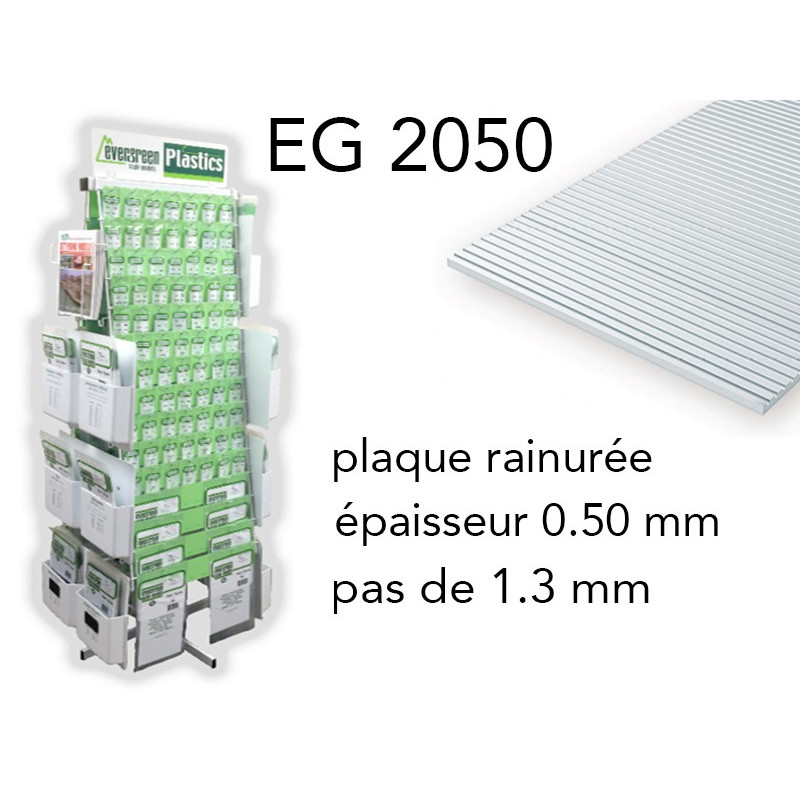 Evergreen EG2050 - (x1) plaque styrène rainurée V-Groove 1.3 mm
