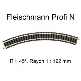 Rail courbe R1 192 mm 45° - voie Profi N - FLEISCHMANN 9120